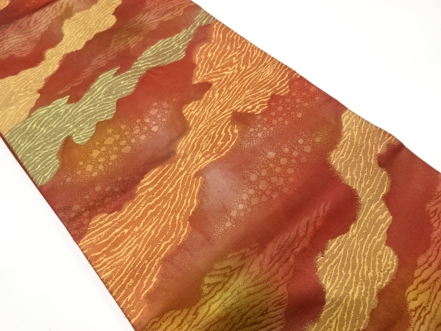 霞に箔散らし模様織り出し　名古屋帯